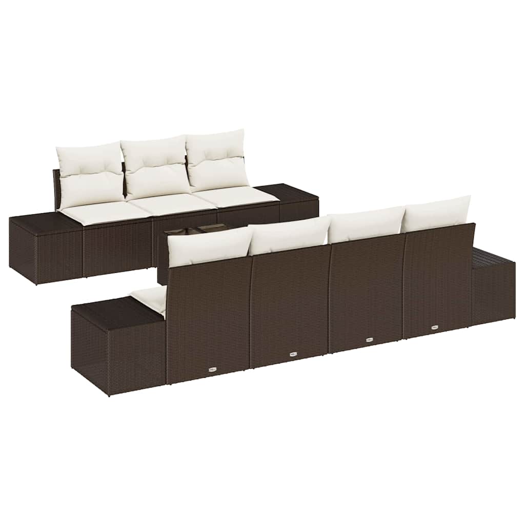 Garten-Sofa-Set 8 pcs Braun und Creme 55 x 55 x 37 cm